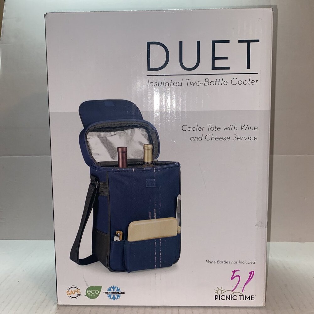 Duet Picnic Time 2 bottle Insulated Wine and Cheese Cooler Tote